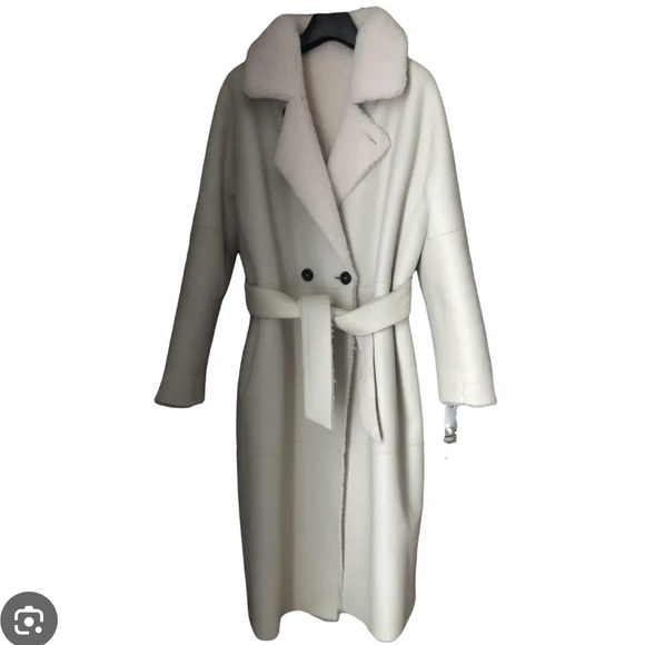 Maje Leather/Shearling Reversible Coat - Picture 4 of 10